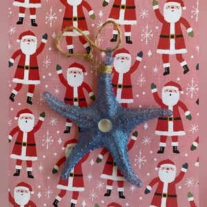 Beach Blue Glass Starfish Christmas Tree Ornament Pearl Nautical Beach Tropical